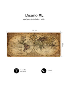 ALFOMBRILLA RATON VINTAGE WORLD XL MOUSE PAD 900X400X3 2