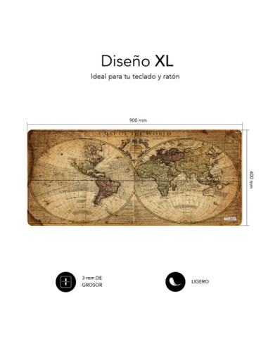ALFOMBRILLA RATON VINTAGE WORLD XL MOUSE PAD...