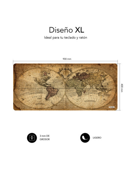 ALFOMBRILLA RATON VINTAGE WORLD XL MOUSE PAD 900X400X3