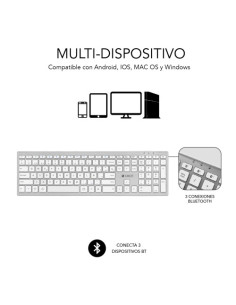 TECLADO COMPLETO INALAMBRICO BLUETOOTH PURE EXTENDED SILVER 2