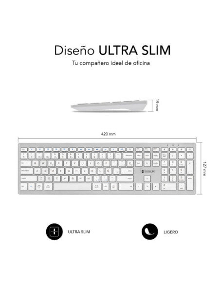 TECLADO COMPLETO INALAMBRICO BLUETOOTH PURE EXTENDED SILVER