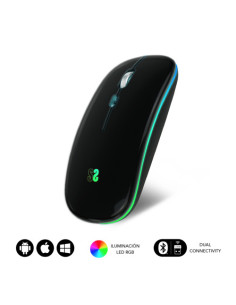 RATON OPTICO INALAMBRICO 2.4G Y BLUETOOTH RGB LED DUAL FLAT MOUSE BLACK