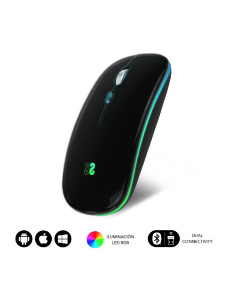 RATON OPTICO INALAMBRICO 2.4G Y BLUETOOTH RGB LED DUAL FLAT MOUSE BLACK RATON OPTICO INALAMBRICO 2.4G Y BLUETOOTH RGB LED DUAL FLAT MOUSE BLACK