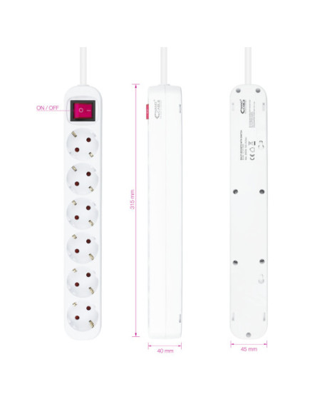 NANOCABLE REGLETA DE ENCHUFES 6TOMAS CON INTERRUPTOR 1.4 METROS BLANCA