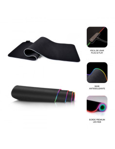 ALFOMBRILLA RATON LUZ LED RGB 9 COLORES EXTRA GRANDE PREMIUM 2