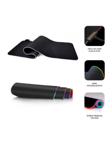ALFOMBRILLA RATON LUZ LED RGB 9 COLORES EXTRA...