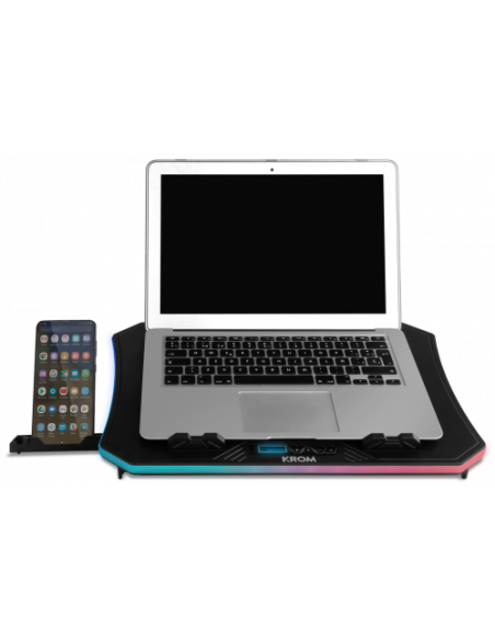 KROM BASE REFRIGERACION PORTATIL HASTA 19". SOPORTE SMARTPHONE. HUB 2 X USB. RGB (NXKROMKOOLER)