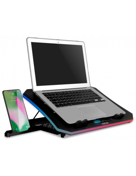 KROM BASE REFRIGERACION PORTATIL HASTA 19". SOPORTE SMARTPHONE. HUB 2 X USB. RGB (NXKROMKOOLER)