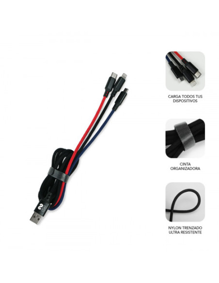 PREMIUM CABLE 3EN1 (2.4A) MICRO USB+TYPE C+LIGHTING