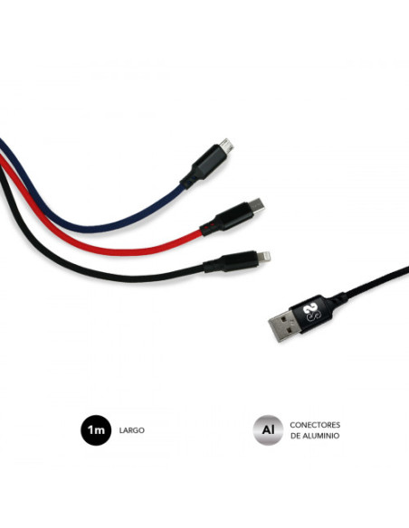 PREMIUM CABLE 3EN1 (2.4A) MICRO USB+TYPE C+LIGHTING