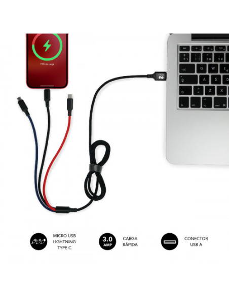 PREMIUM CABLE 3EN1 (2.4A) MICRO USB+TYPE C+LIGHTING