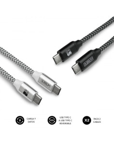 PACK 2 CABLES USB TIPO C – USB TIPO C (3.0A) BLACK/SILVER