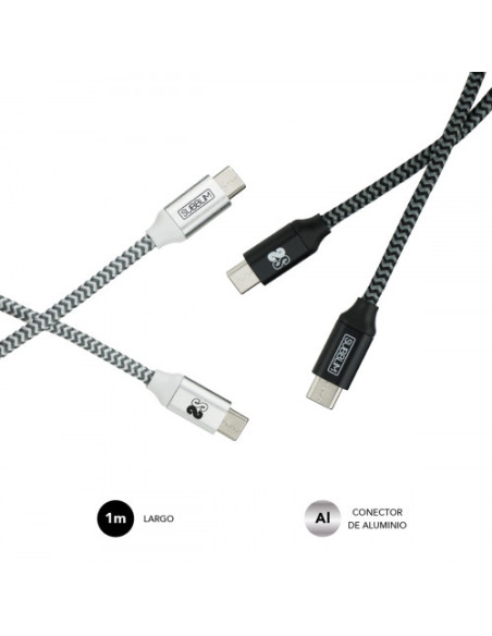 PACK 2 CABLES USB TIPO C – USB TIPO C (3.0A) BLACK/SILVER