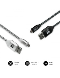 PACK 2 CABLES USB A – MICRO USB (2.4A) BLACK/SILVER