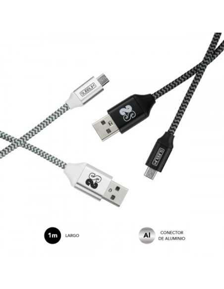 PACK 2 CABLES USB A – MICRO USB (2.4A) BLACK/SILVER