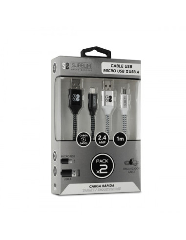 PACK 2 CABLES USB A – MICRO USB (2.4A)...