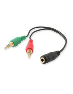 EWENT CABLE ADAPTADOR AUDIO JACK 3.5/H DE 4 PINES A 2 JACK 3.5/M DE 3 PINES