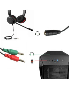 EWENT CABLE ADAPTADOR AUDIO JACK 3.5/H DE 4 PINES A 2 JACK 3.5/M DE 3 PINES 2
