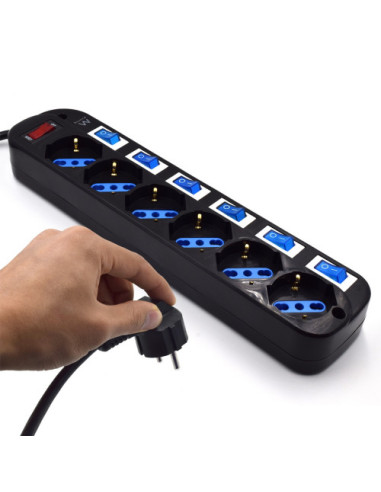 EWENT REGLETA DE 6 TOMAS CON INTERRUPTOR...