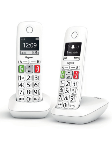 SIEMENS -GIGASET TELEFONO FIJO INALAMBRICO E290 TECLAS GRANDES Y PANTALLA DE ALTA VISIBILIDAD 150 CONTACTOS BLANCO