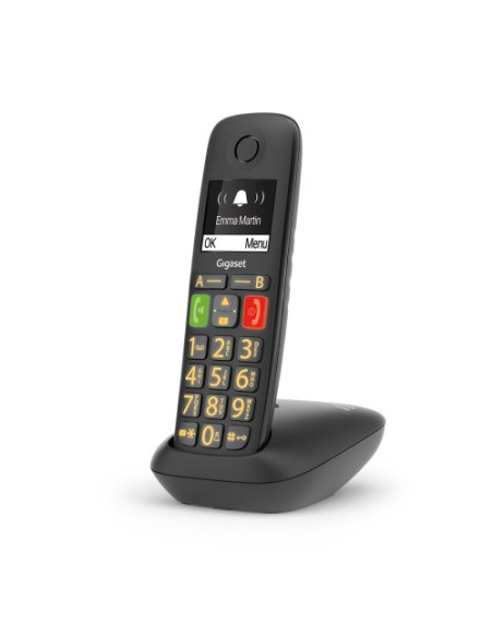 SIEMENS -GIGASET TELEFONO FIJO INALAMBRICO E290 TECLAS GRANDES Y PANTALLA DE ALTA VISIBILIDAD 150 CONTACTOS NEGRO