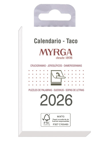 TACO DE CALENDARIO MYRGA 1383 MURAL AÑO 2025 6,5X10,5CM "PEQUEÑO"