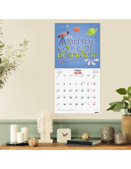 CALENDARIO FINOCAM 2026 PARED 30X30CM FRASES INSPIRADORAS