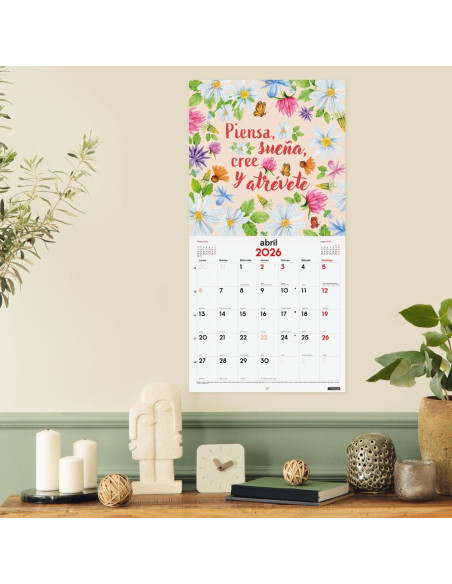 CALENDARIO FINOCAM 2026 PARED 30X30CM FRASES MOTIVADORAS