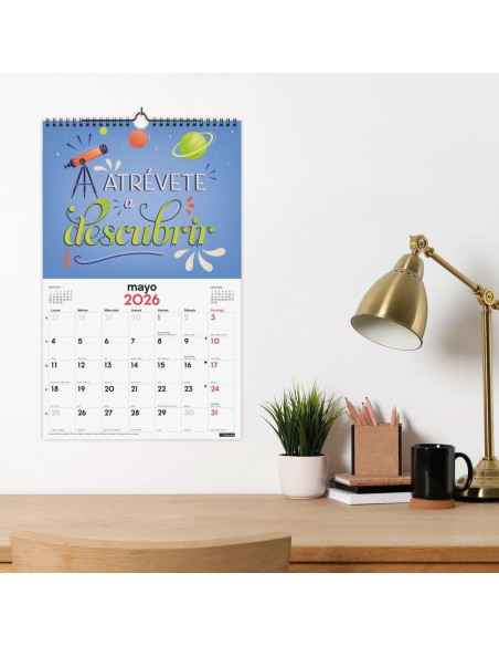 CALENDARIO FINOCAM 2026 PARED ESPIRAL 25X40CM FRASES INSPIRADORAS