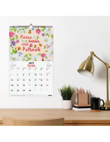CALENDARIO FINOCAM 2026 PARED ESPIRAL 25X40CM FRASES MOTIVADORAS