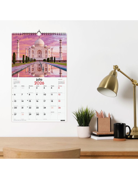 CALENDARIO FINOCAM 2026 PARED ESPIRAL 25X40CM MARAVILLAS MUNDO