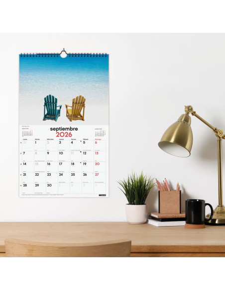 CALENDARIO FINOCAM 2026 PARED ESPIRAL 25X40CM PAISAJES PARADISIACOS