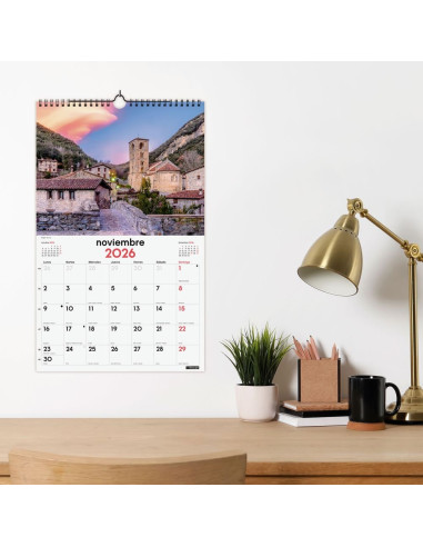 CALENDARIO FINOCAM 2026 PARED ESPIRAL 25X40CM PUEBLOS ENCANTO