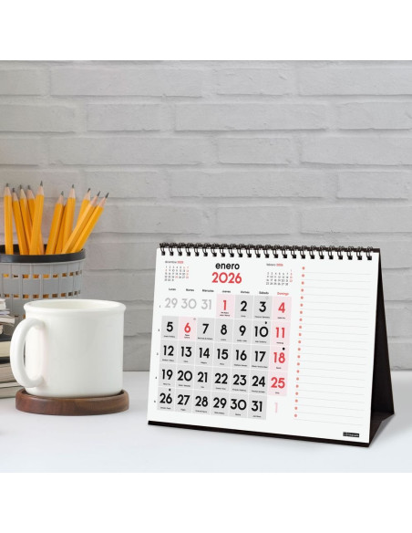 CALENDARIO FINOCAM 2026 SOBREMESA NUMEROS GRANDES NOTAS 21X15CM