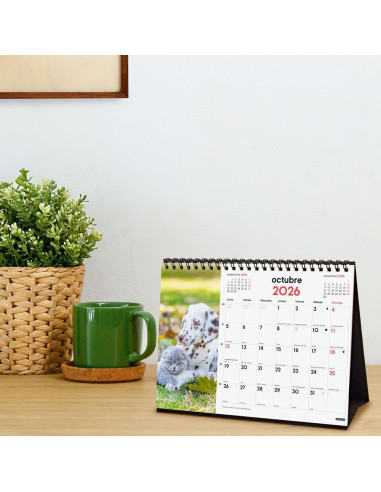 CALENDARIO FINOCAM 2026 SOBREMESA PERROS Y GATOS 21X15CM