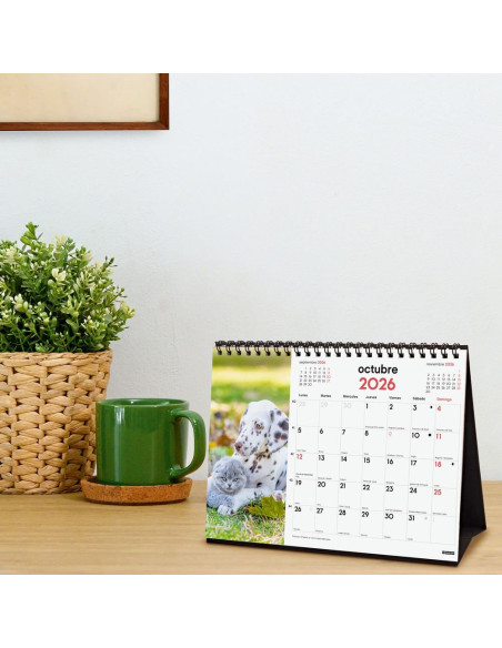 CALENDARIO FINOCAM 2026 SOBREMESA PERROS Y GATOS 21X15CM