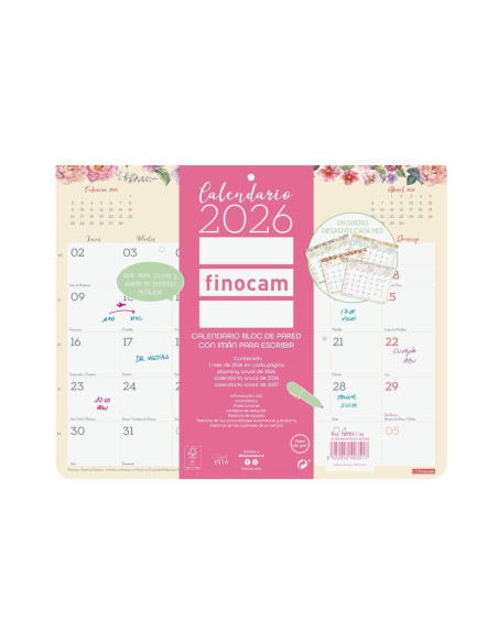 CALENDARIO FINOCAM 2026 PARA IMAN DESIGN ESCRIBIR 25X20CM