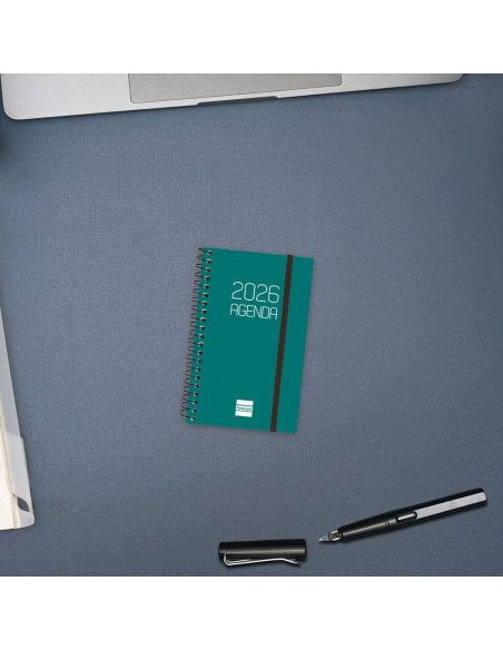 AGENDA ANUAL ESPIRAL FINOCAM 2026 OPAQUE E3 SEMANA VISTA HORIZONTAL VERDE