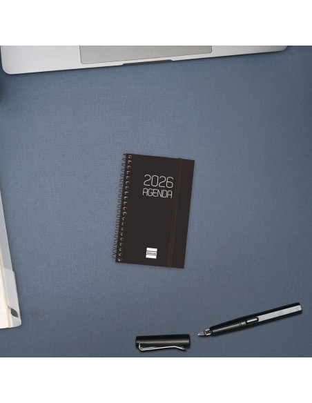 AGENDA ANUAL ESPIRAL FINOCAM 2026 OPAQUE E3 SEMANA VISTA HORIZONTAL NEGRO