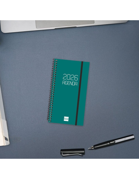 AGENDA ANUAL ESPIRAL FINOCAM 2026 OPAQUE E9 SEMANA VISTA HORIZONTAL VERDE