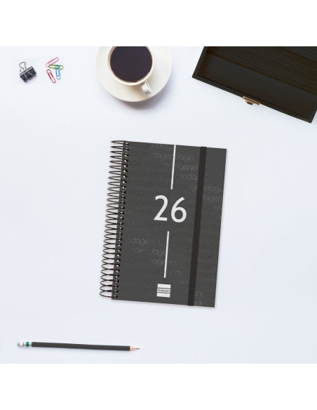 AGENDA ANUAL ESPIRAL FINOCAM 2026 YEAR E5 DÍA PÁGINA NEGRO