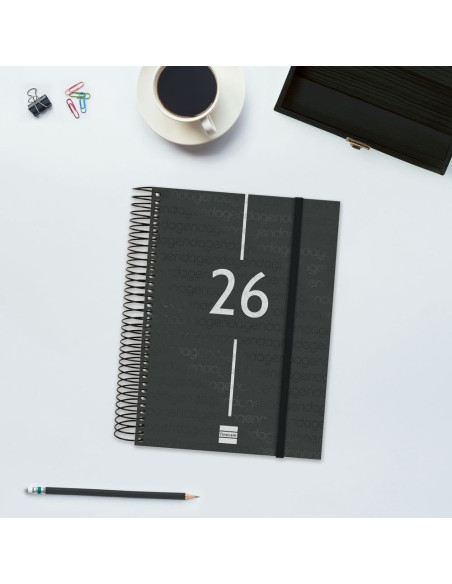 AGENDA ANUAL ESPIRAL FINOCAM 2026 YEAR E10 DÍA PÁGINA NEGRO