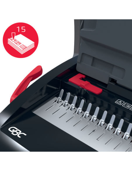 ENCUADERNADORA CANUTILLO CB15 COLOR NEGRO / PLATEADO GBC 4410061