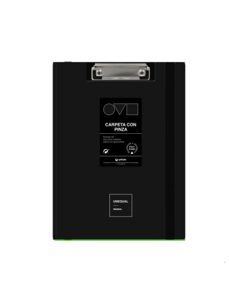 CARPETA A4 TAPA POLYFOAM CON PINZA SUPERIOR UNEQUAL MINIMAL NEGRO GRAFOPLAS 1550910