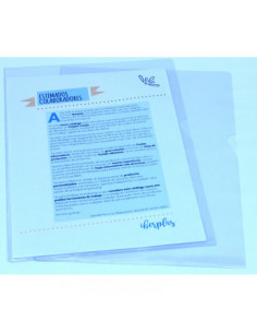 CAJA 30 DOSSIER FORMATO FOLIO  "L" C/UÑERO PVC CRISTAL...
