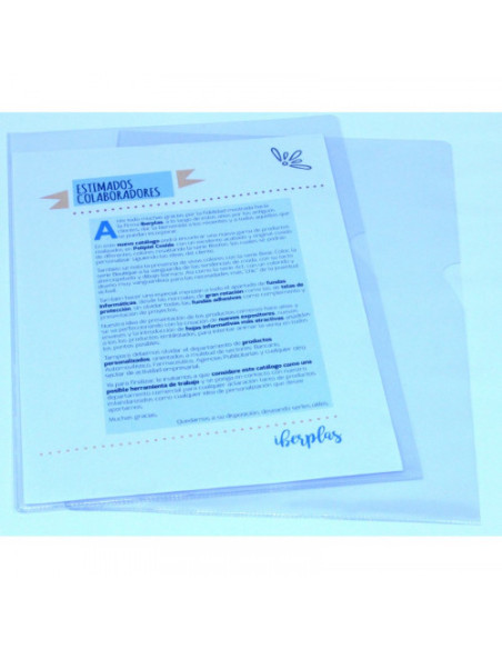 CAJA 30 DOSSIER FORMATO FOLIO  "L" C/UÑERO PVC CRISTAL 300 MICRAS IBERPLAS 25730