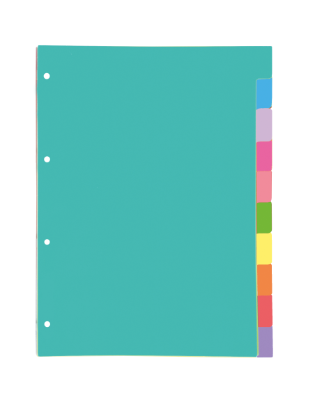 SEPARADORES CARTULINA STRONGLINE A4 10 POSICIONES - 10 COLORES OXFORD 400149957