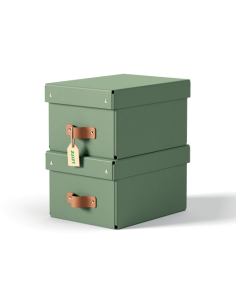 PACK 2 CAJAS DE ALMACENAMIENTO CARTÓN PEQUEÑA COLOR VERDE...