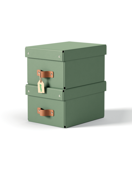 PACK 2 CAJAS DE ALMACENAMIENTO CARTÓN PEQUEÑA COLOR VERDE LEITZ 61470050