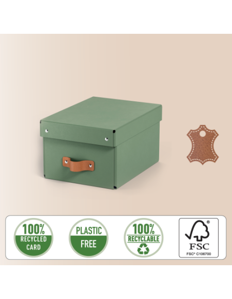 PACK 2 CAJAS DE ALMACENAMIENTO CARTÓN PEQUEÑA COLOR VERDE LEITZ 61470050